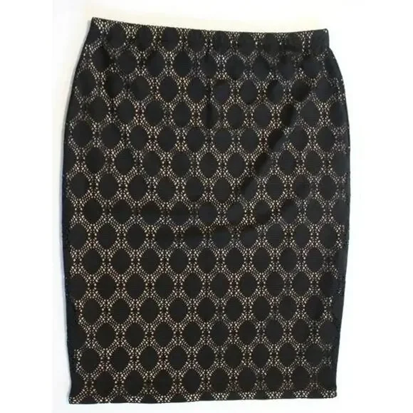 Vince Camuto Black Lace Overlay Lined Pencil Skirt - Size L - Picture 1 of 5